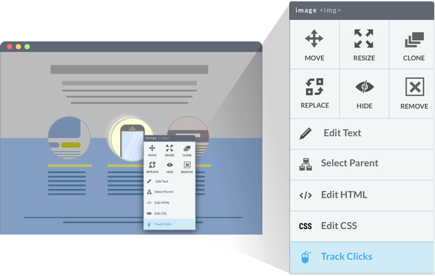 visual editor of VWO’s A/B testing tool