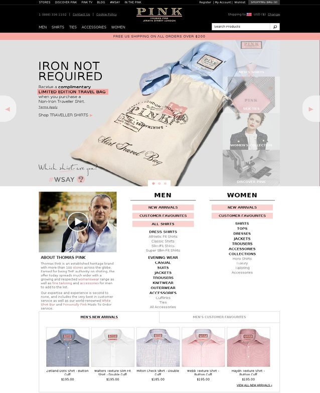 thomas pink dress shirts for men