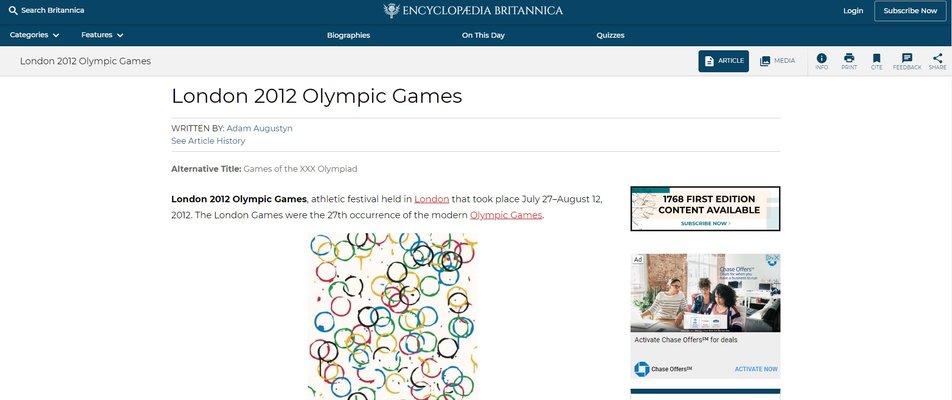 screenshot of Link Color Test on Britannica success story