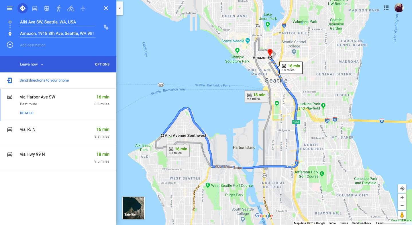 personalized route results on Google maps