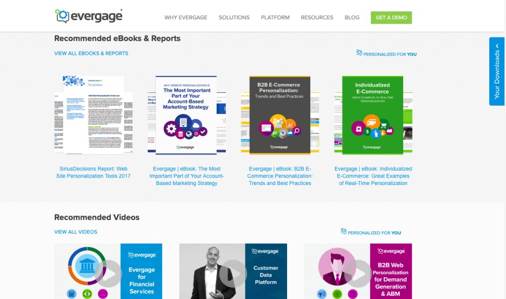recommended personalized ebooks & reports on evergage.com