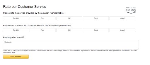 amazon customer service web survey forms