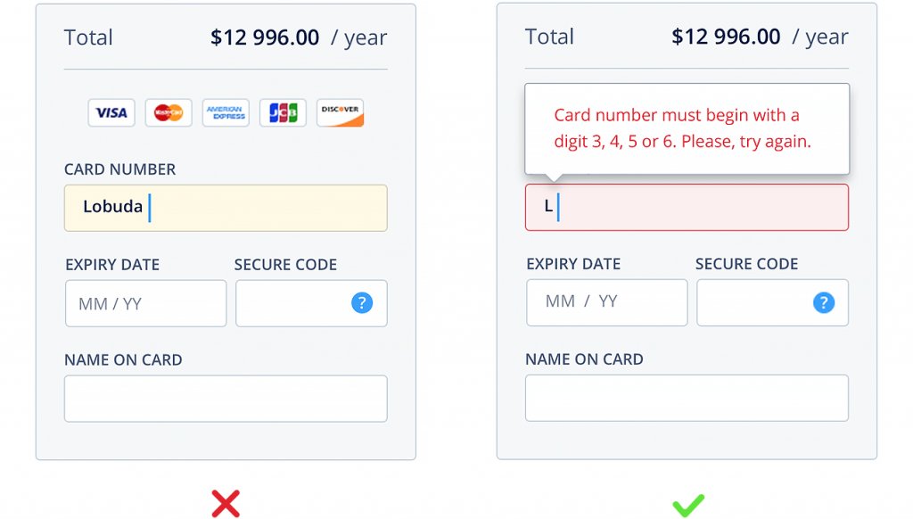 example of summary boxes in web forms to avoid bad customer experience. 