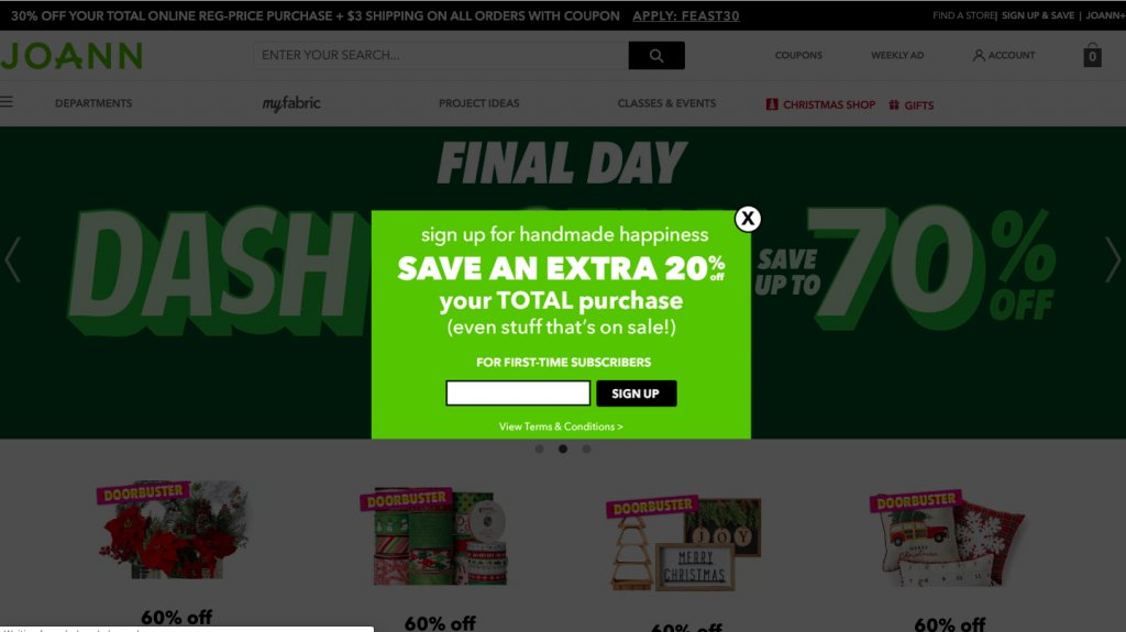 pop-up subscription web forms