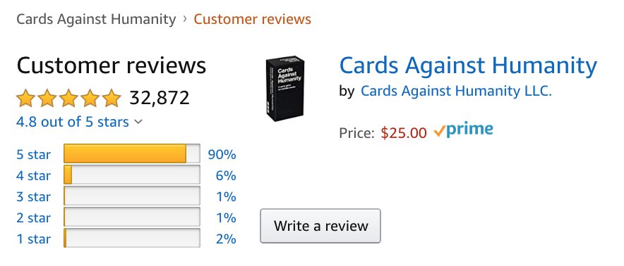 example of customer trust and social proof from Amazon's product listing page