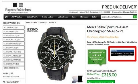 the final version of the ExpressWatches website post optimization