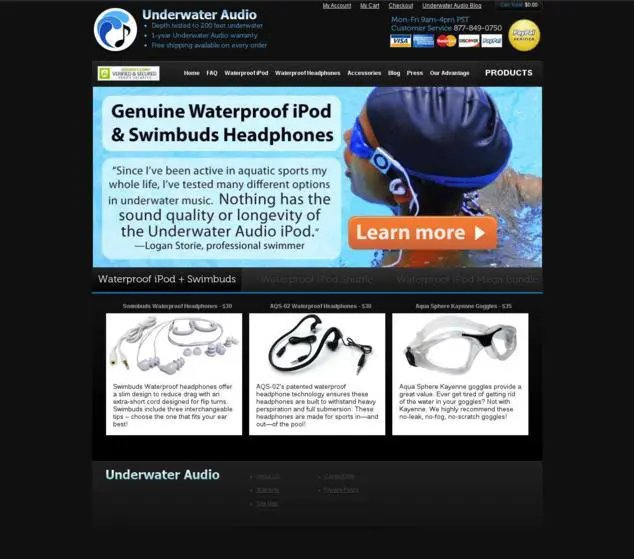 variation of the landing page for Underwater Audio