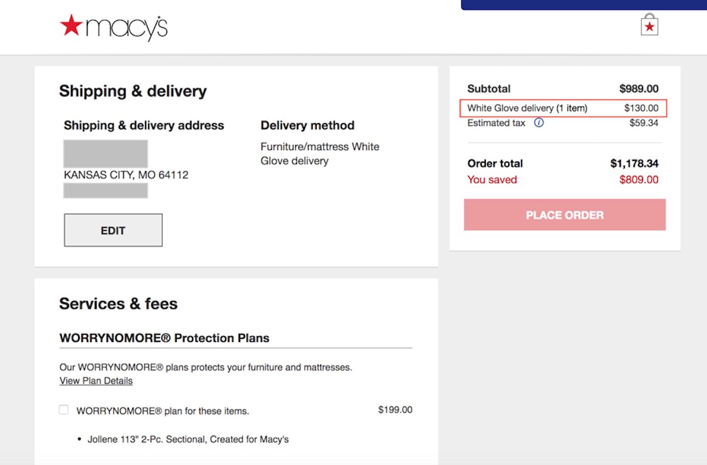 Macy's online hot sale shopping cart