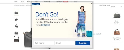 exit intent pop-ups help reduce dropoffs on checkout pages