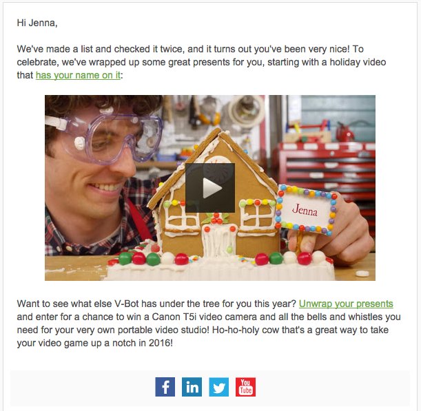 example of B2B holiday campaign by Vidyard