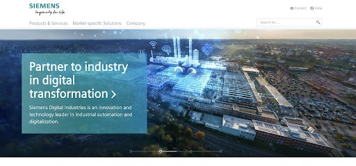 screenshot of siemens website after redesign