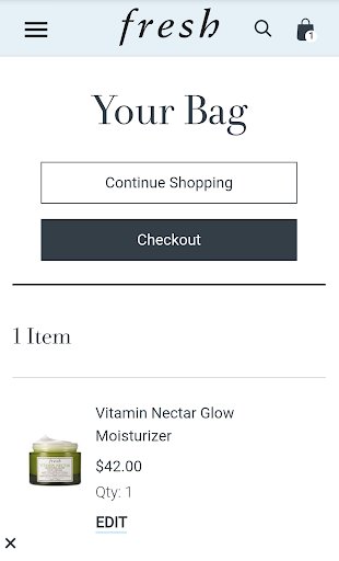 clear design on the cart checkout page