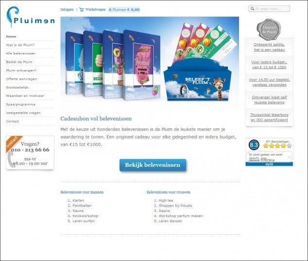 Variación de la landing page de Pluimen para el experimento de testing