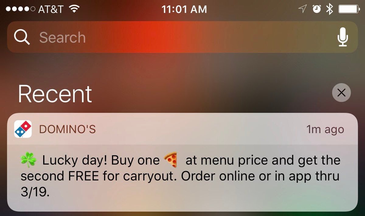 Push Notifications Dominos Example 1