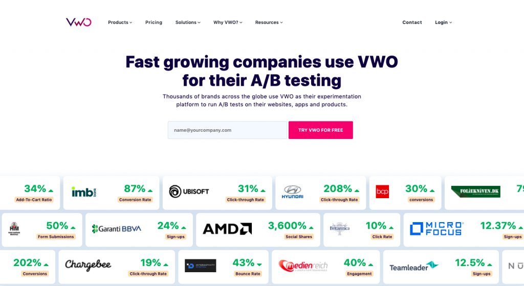 VWO homepage