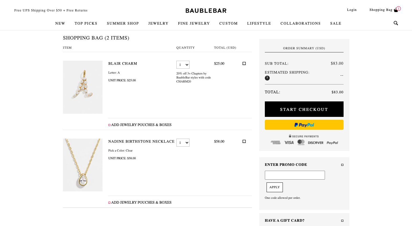 Baublebar Has An Excellent Checkout Form