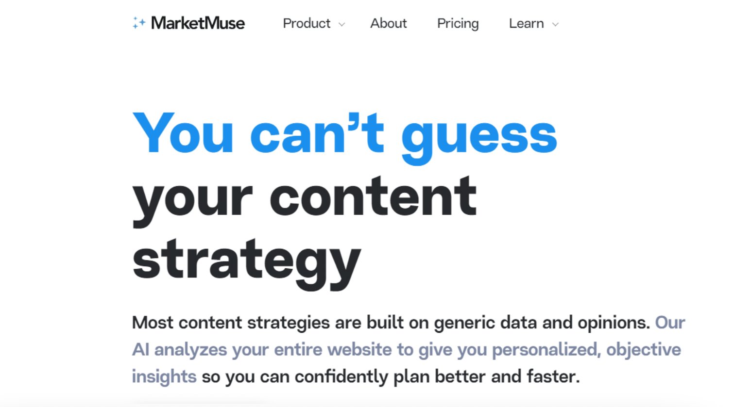 MarketMuse's homepage