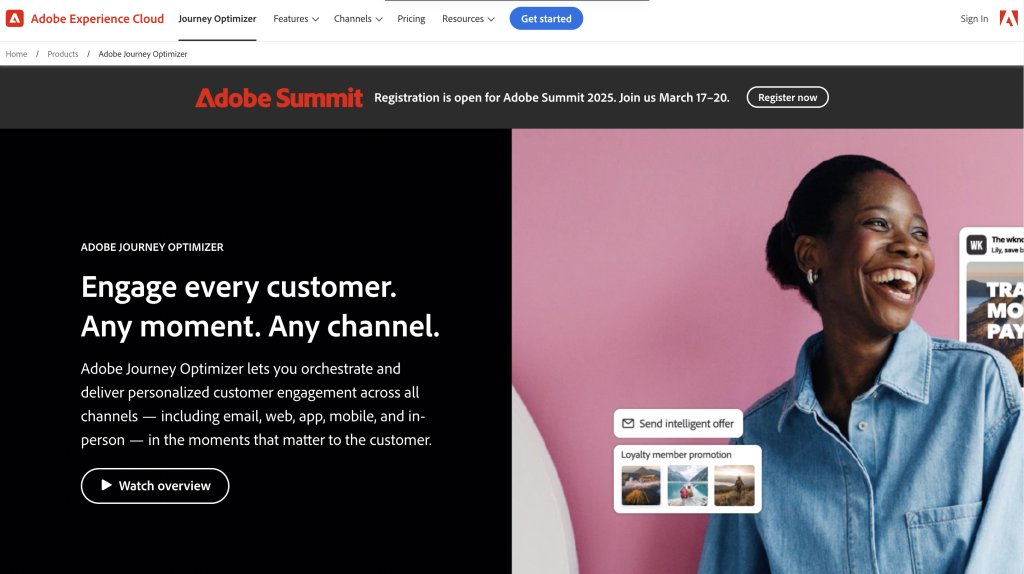Adobe Journey Optimizer homepage