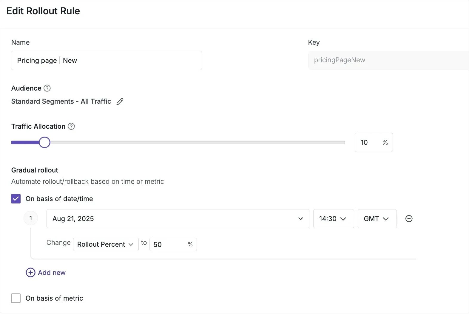 Create rollout rule