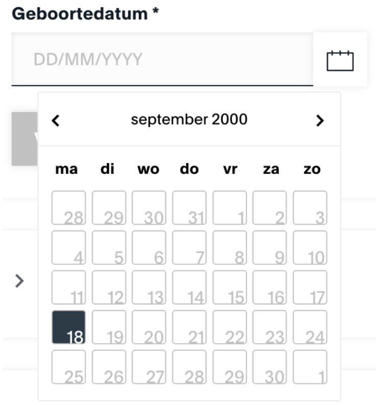 Screenshot From Vwo Session Recordings Showing User Activity On The Date Of Birth Field