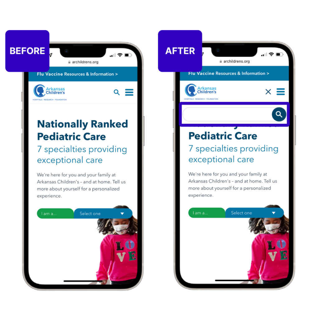 mobile friendly buttons a/b test