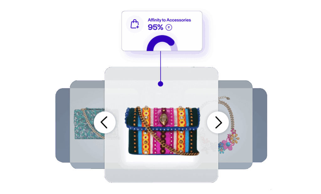 Kurt Geiger AdaptiveCX showing 95% accessories affinity with personalized handbag recommendations