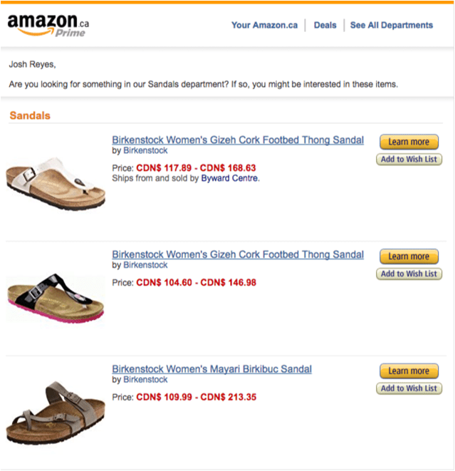 Amazon Email Recommended