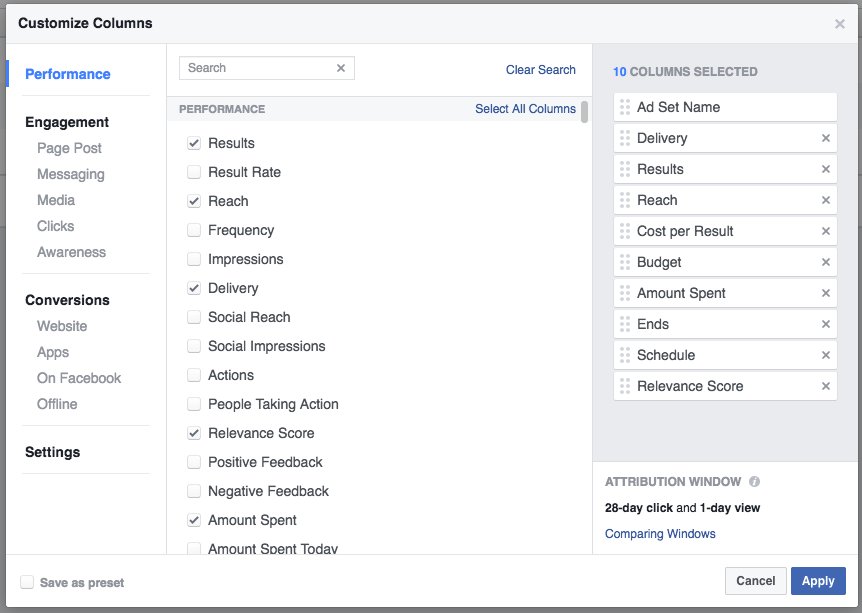Facebook AdManager dashboard