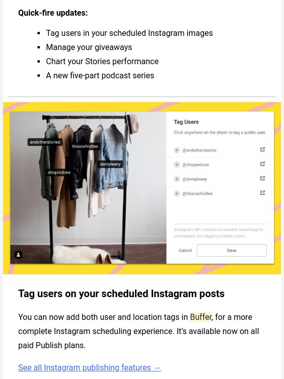 Freemium Buffer email updates to engage users