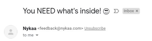 Nykaa - using curiosity in email subject line