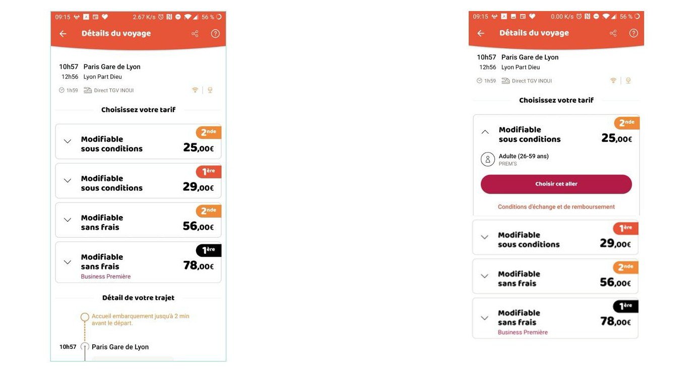 This is an image of an A/B test run on OUIsncf using Wingify