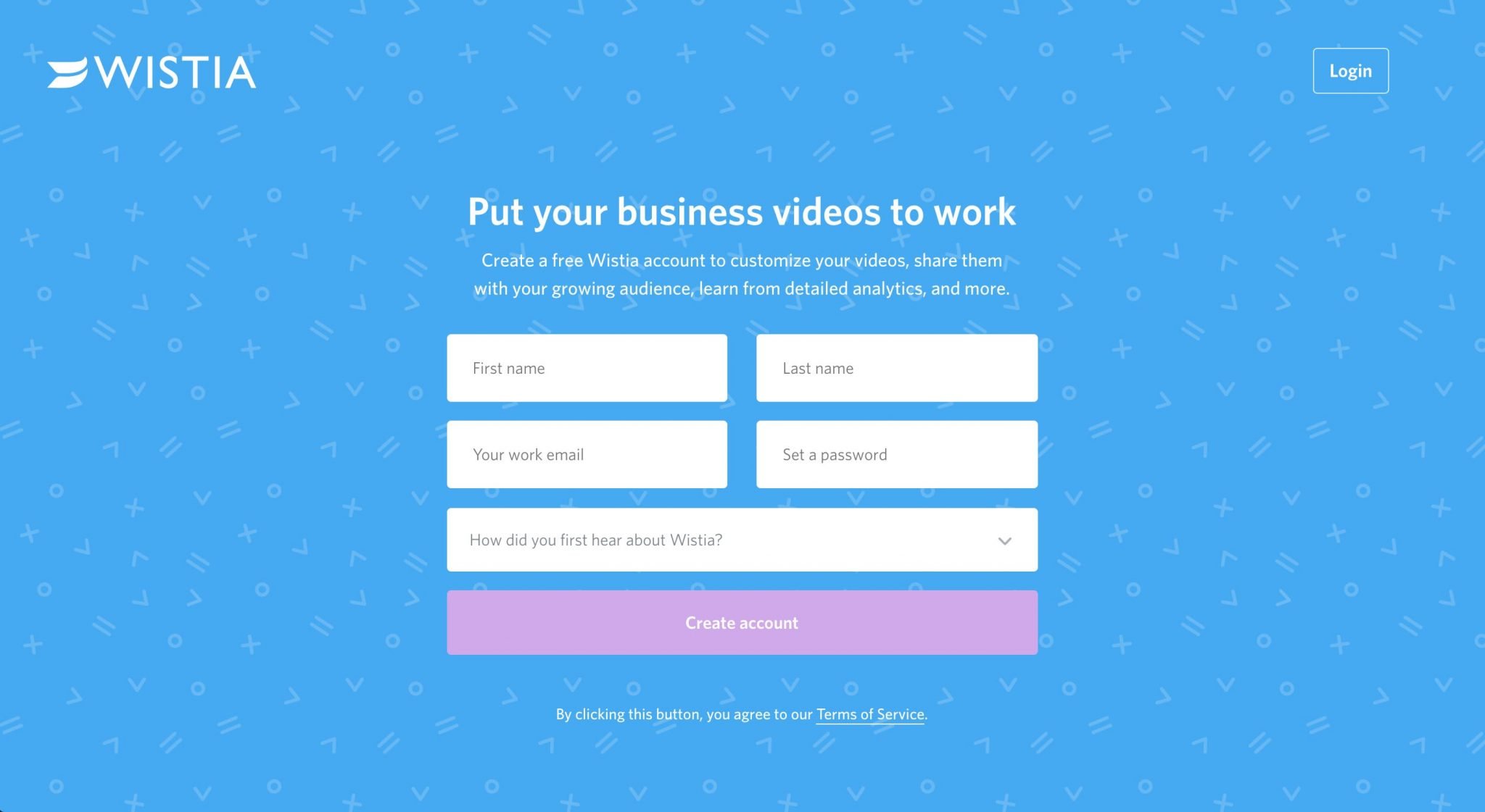 WISTIA Landing page - Put your business videos to work