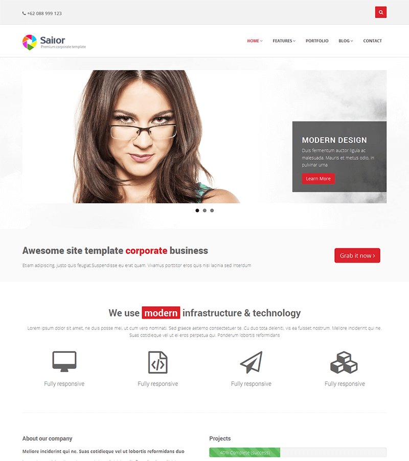 Corporate bootstrap landing page template