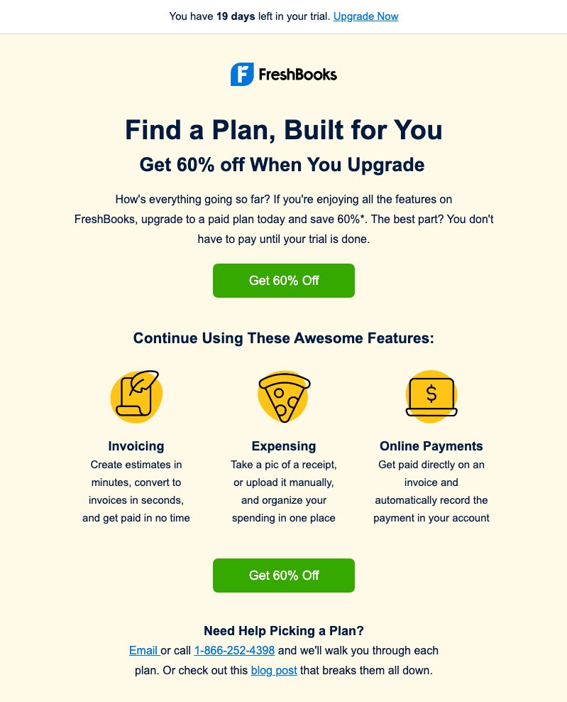 freshbooks email remarketing example