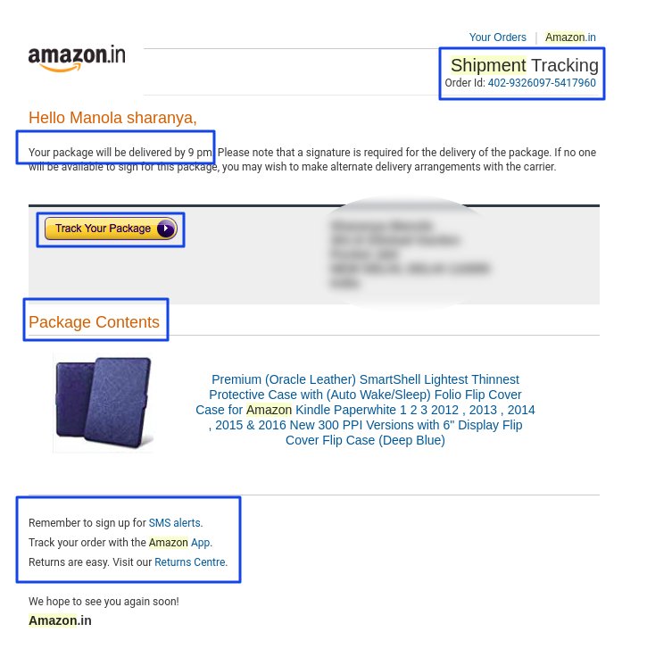 Amazon example for shipping