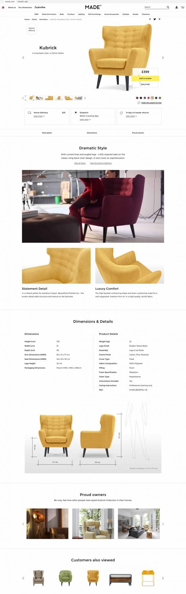 Made.com: Furniture Ecommerce Product Page