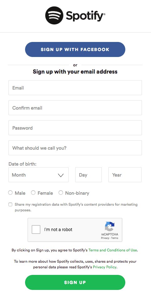 Service sign-up form example