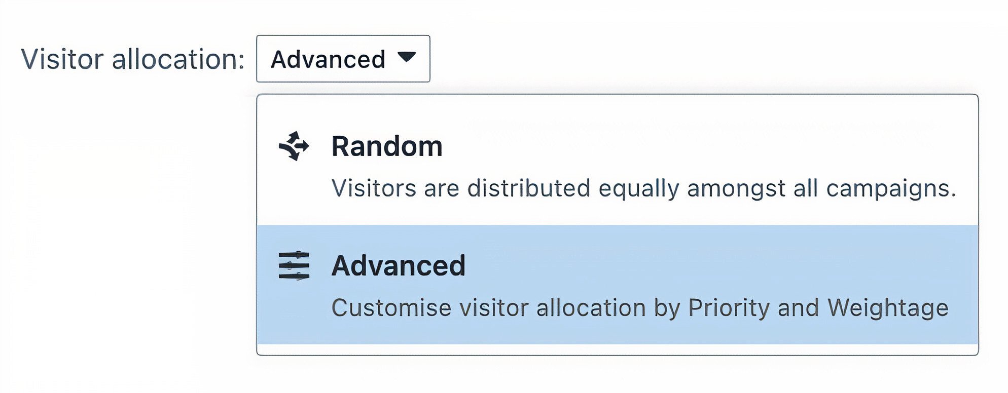 Random and Advanced visitor allocation