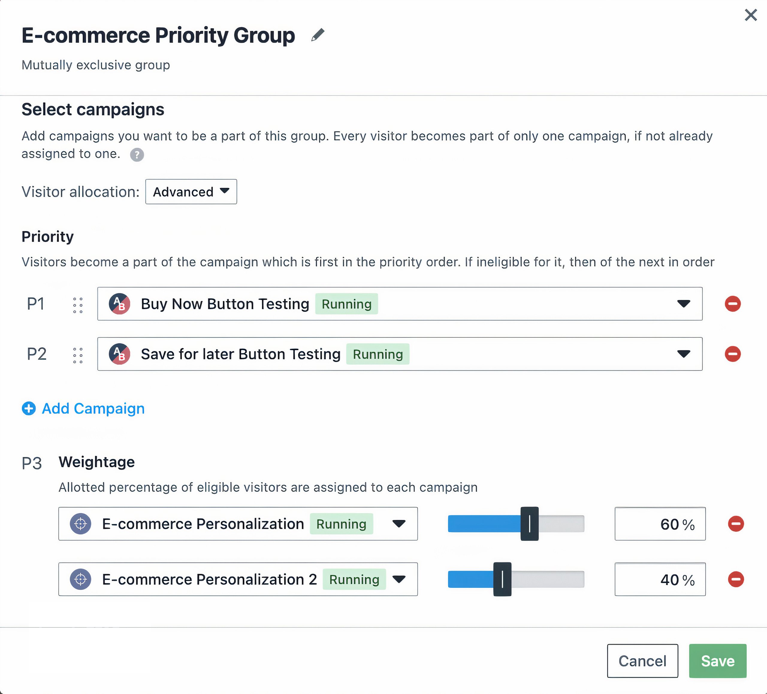 Advanced visitor allocation with priority and weights