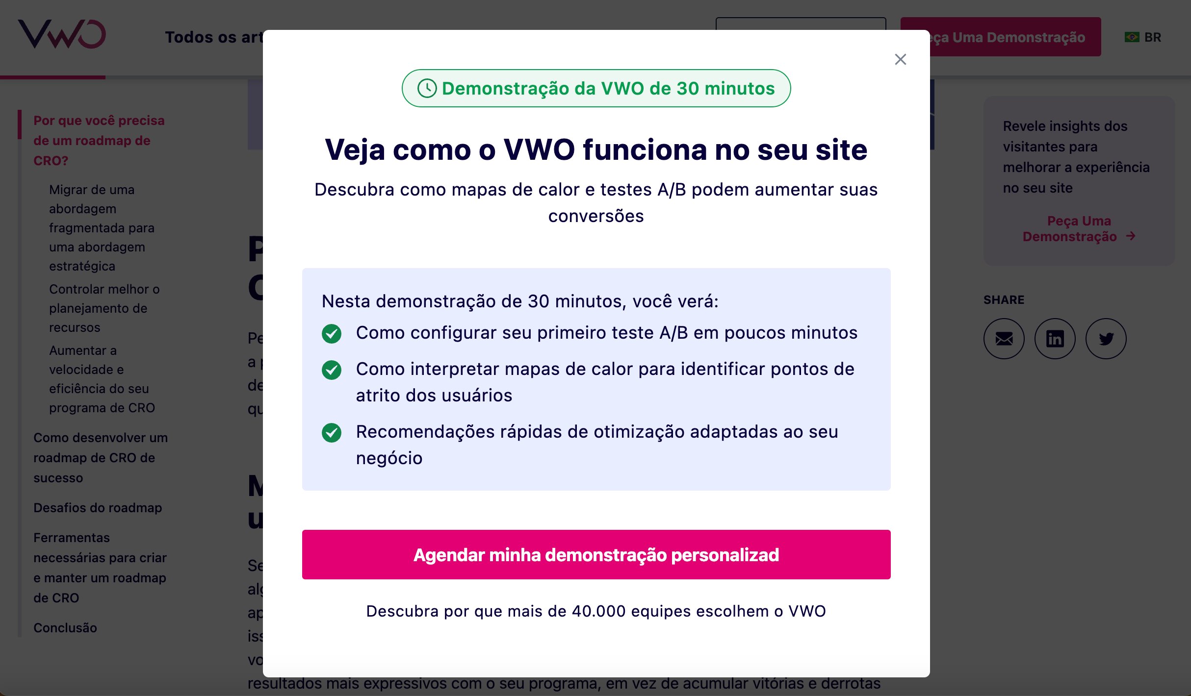 pop-up da VWO