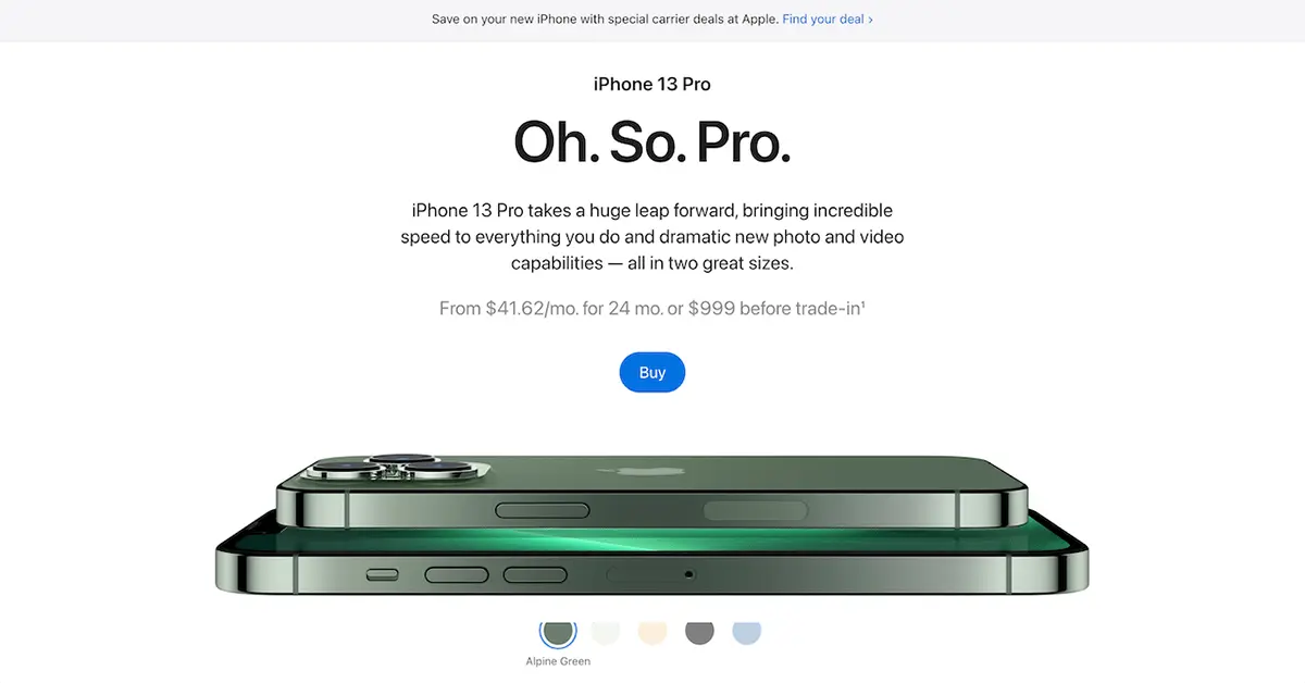 Apple product page 