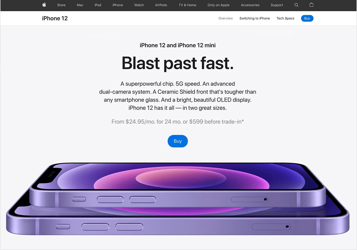 An example of Apple's website