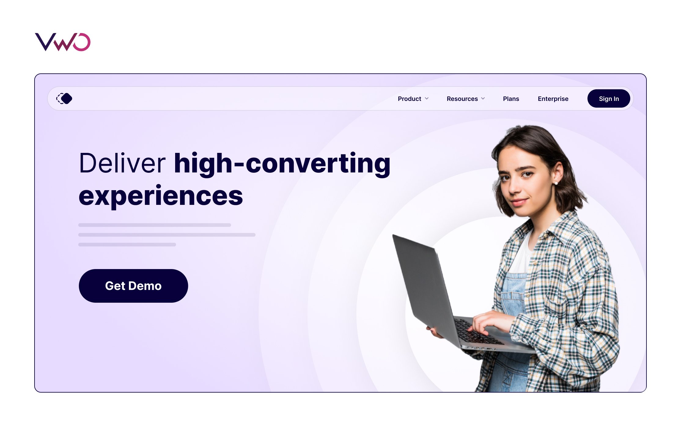 Example of a landing page