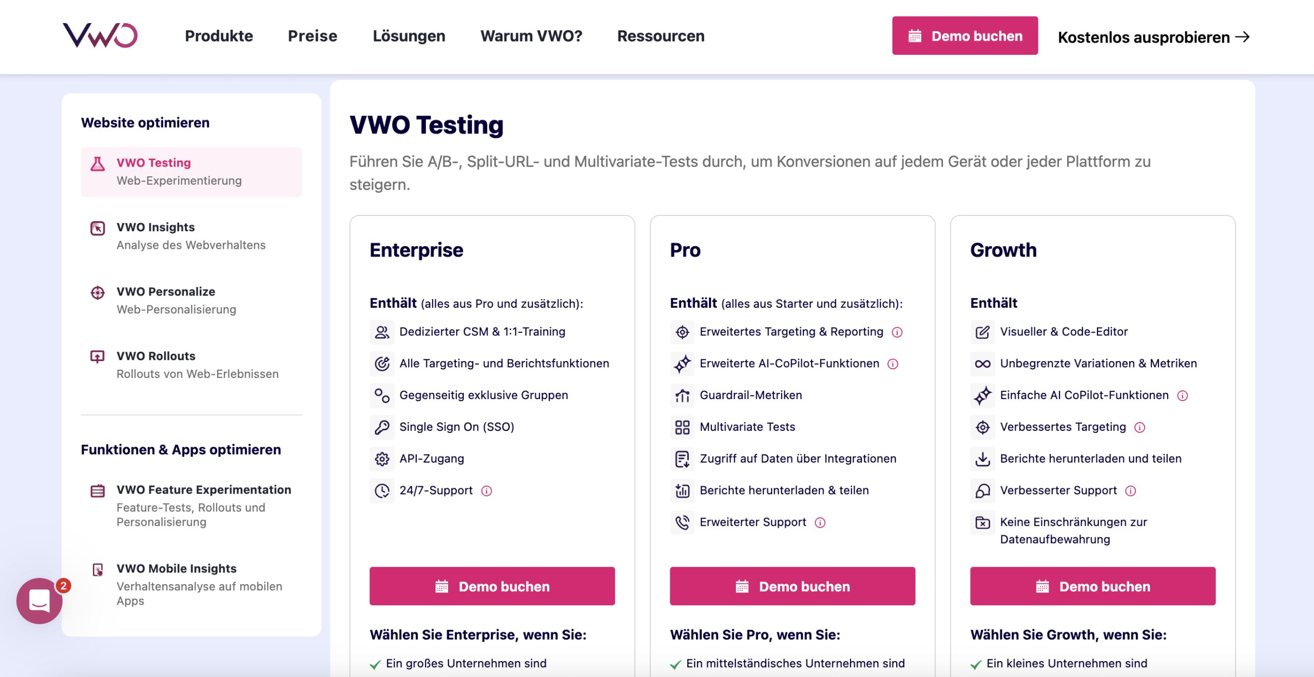 VWO Pricing Page