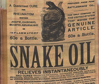 publicity of snake oil as a remedy for diseases