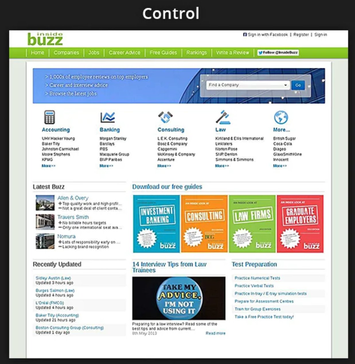 Control Version Of Inside Buzz test