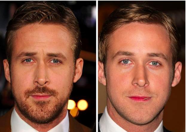 Ryan Gosling clean shave vs bearded