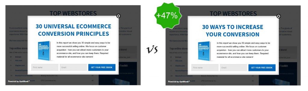 A/B Testing Popup Headlines