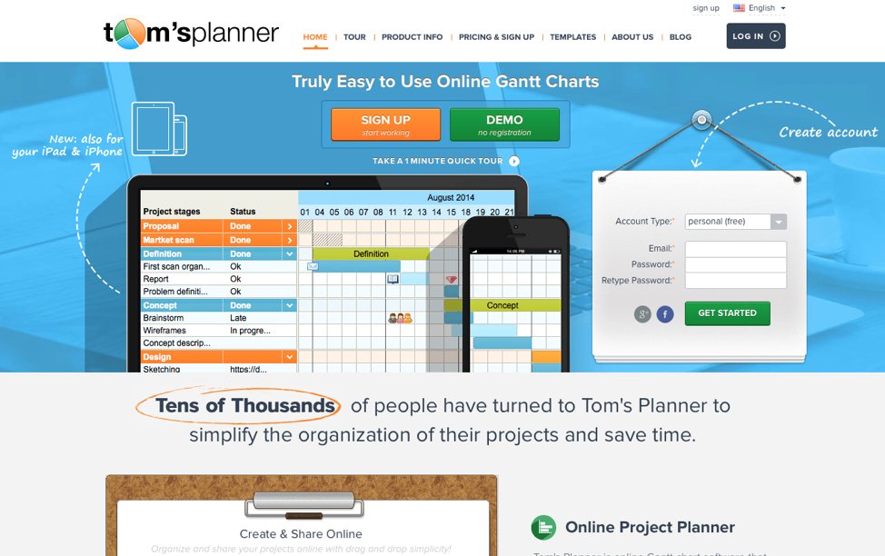 variation of the homepage for the a/b test run on tom planner's web based project