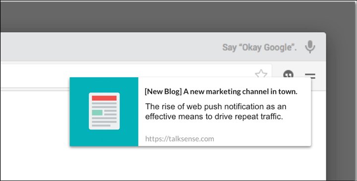 an example of push notifications for new blog updates
